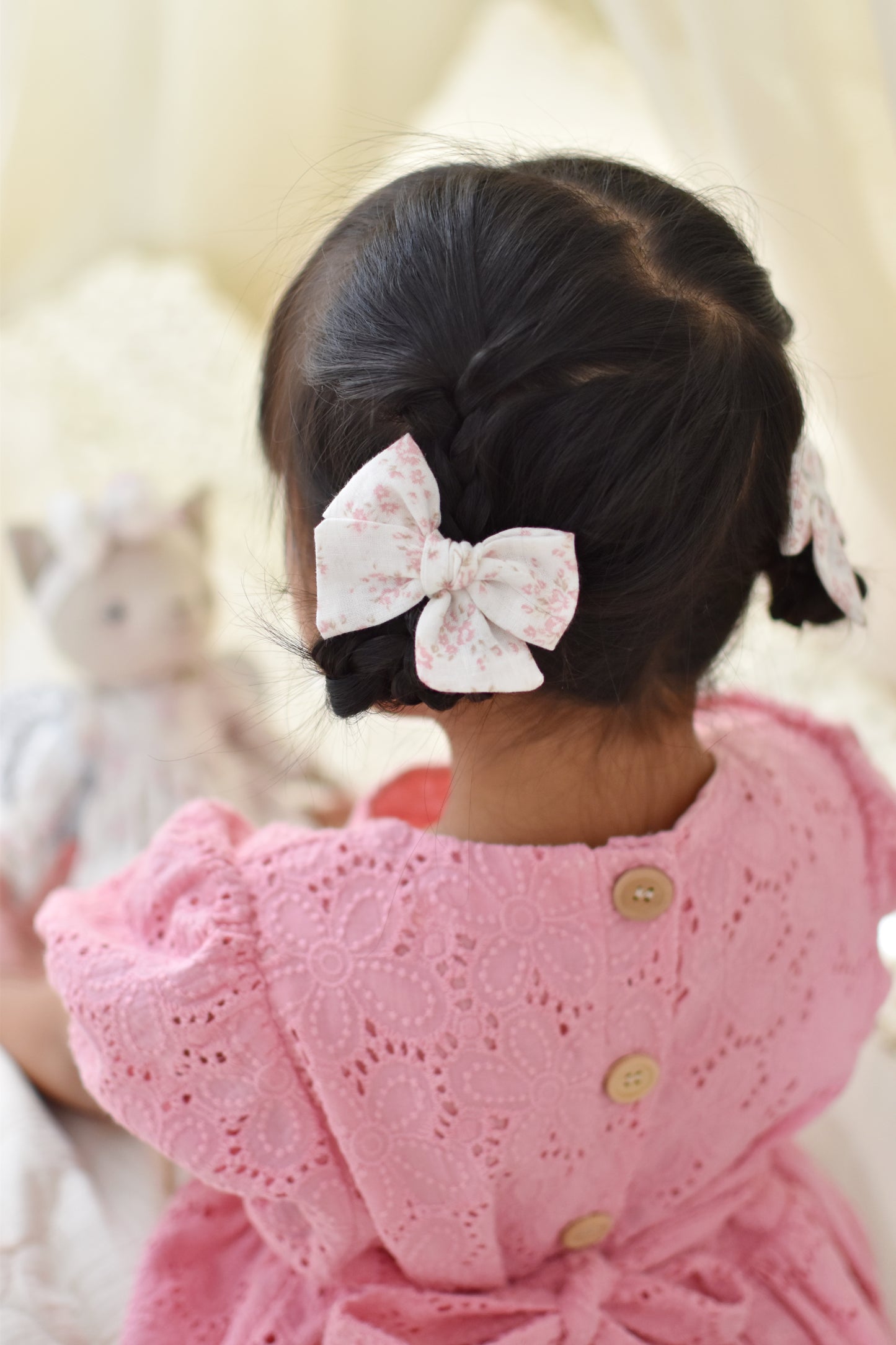 Petite Pinwheel Pigtail Bows | Blushing Bouquet