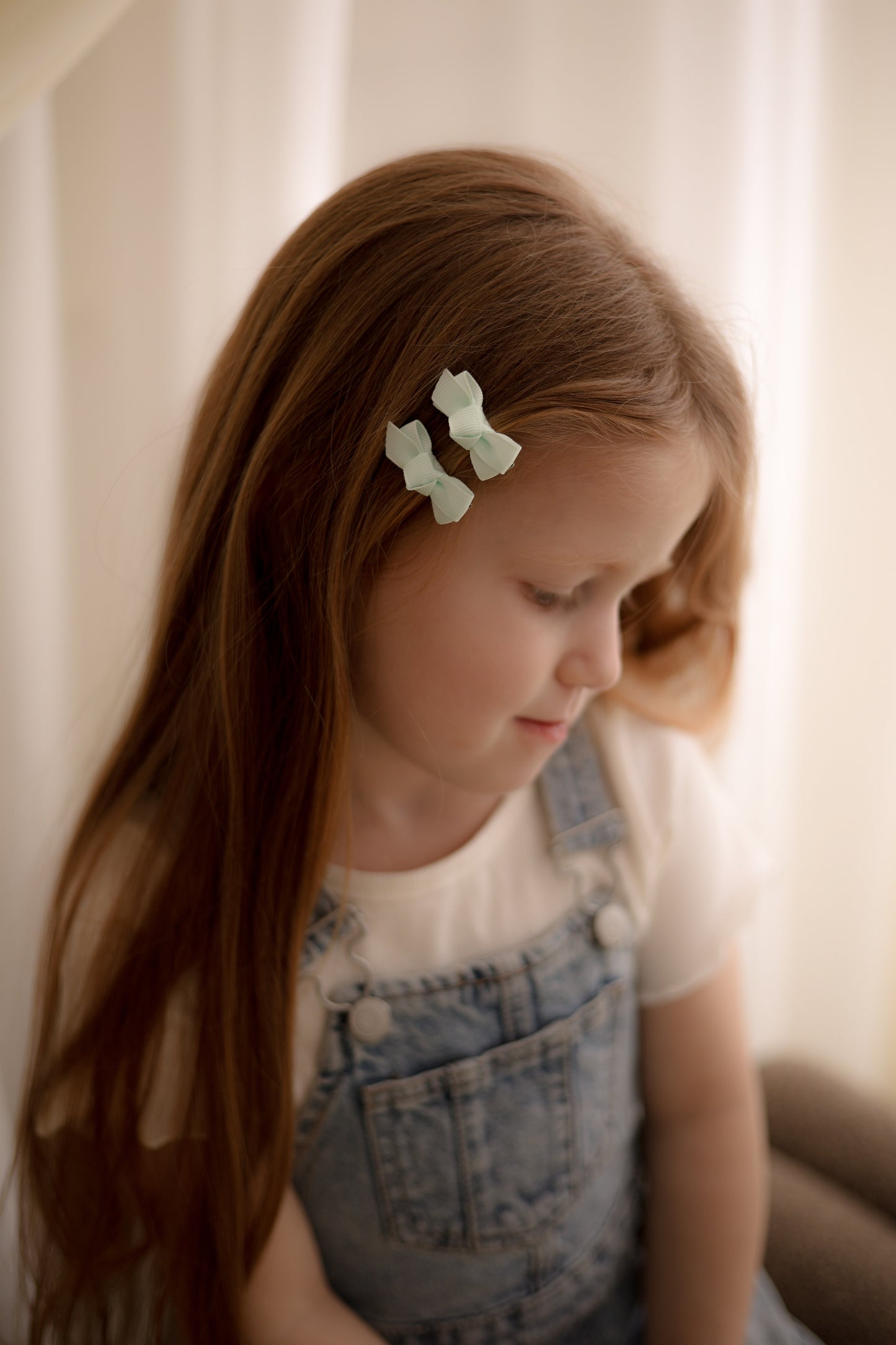 Mini Bow Clips | Soft Mint