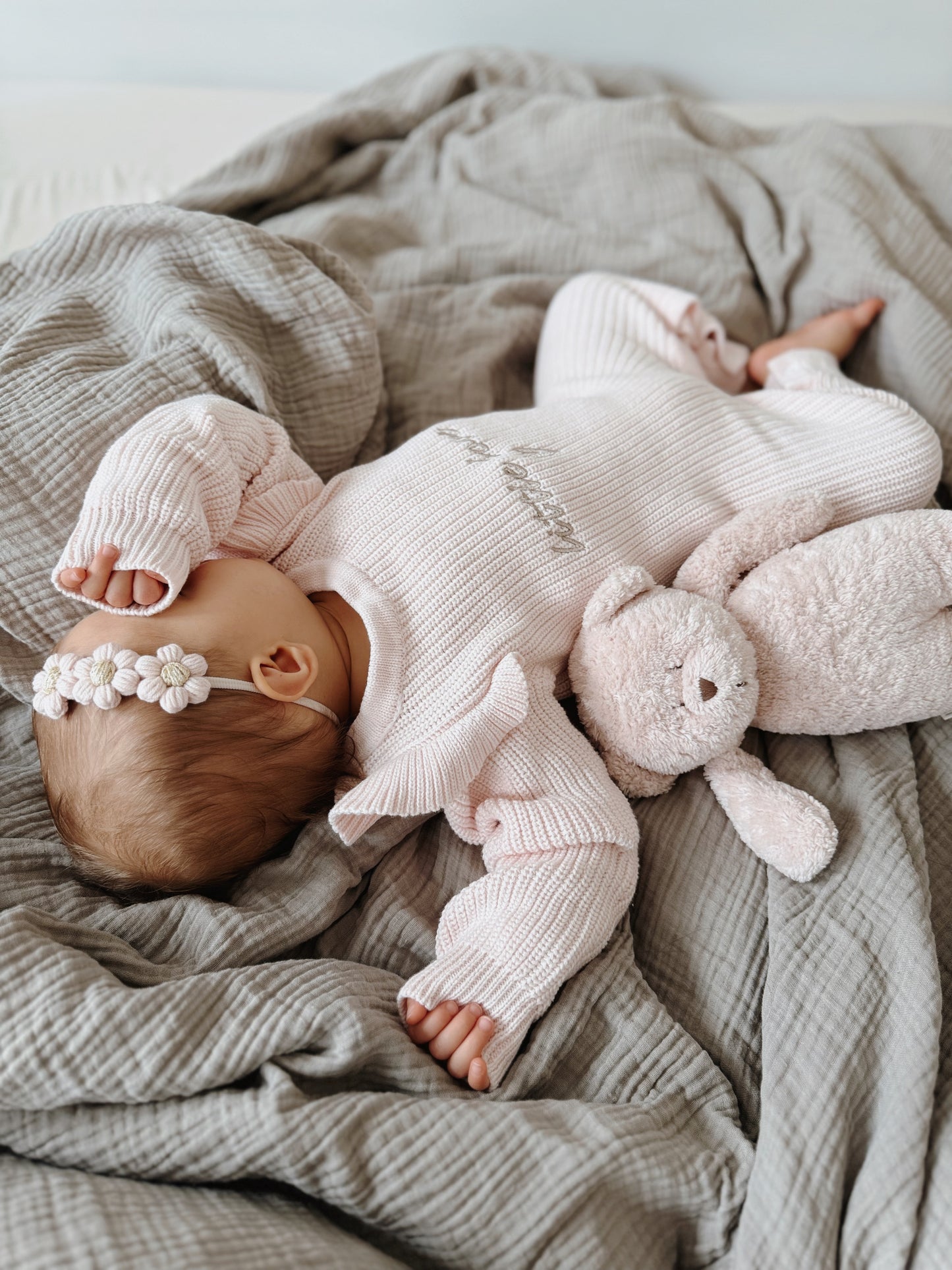 Dainty Headband | Blush & Gold Daisies