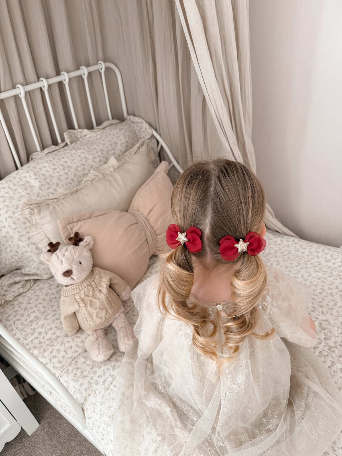 Stardust Pigtail Bows | Red