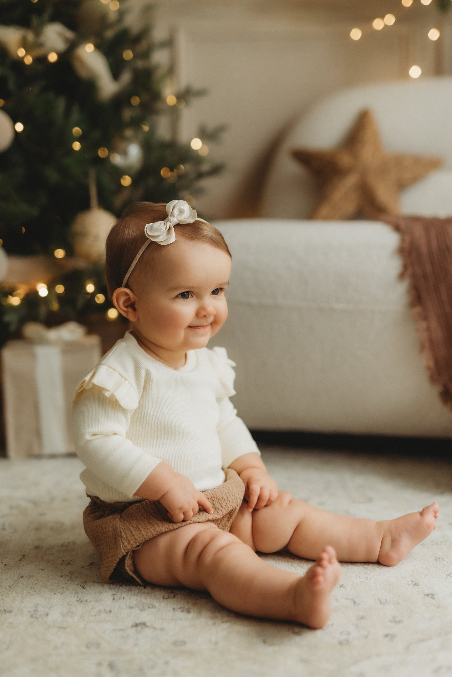 Flutter Bow | Soft Gold Shimmer (clip or headband)