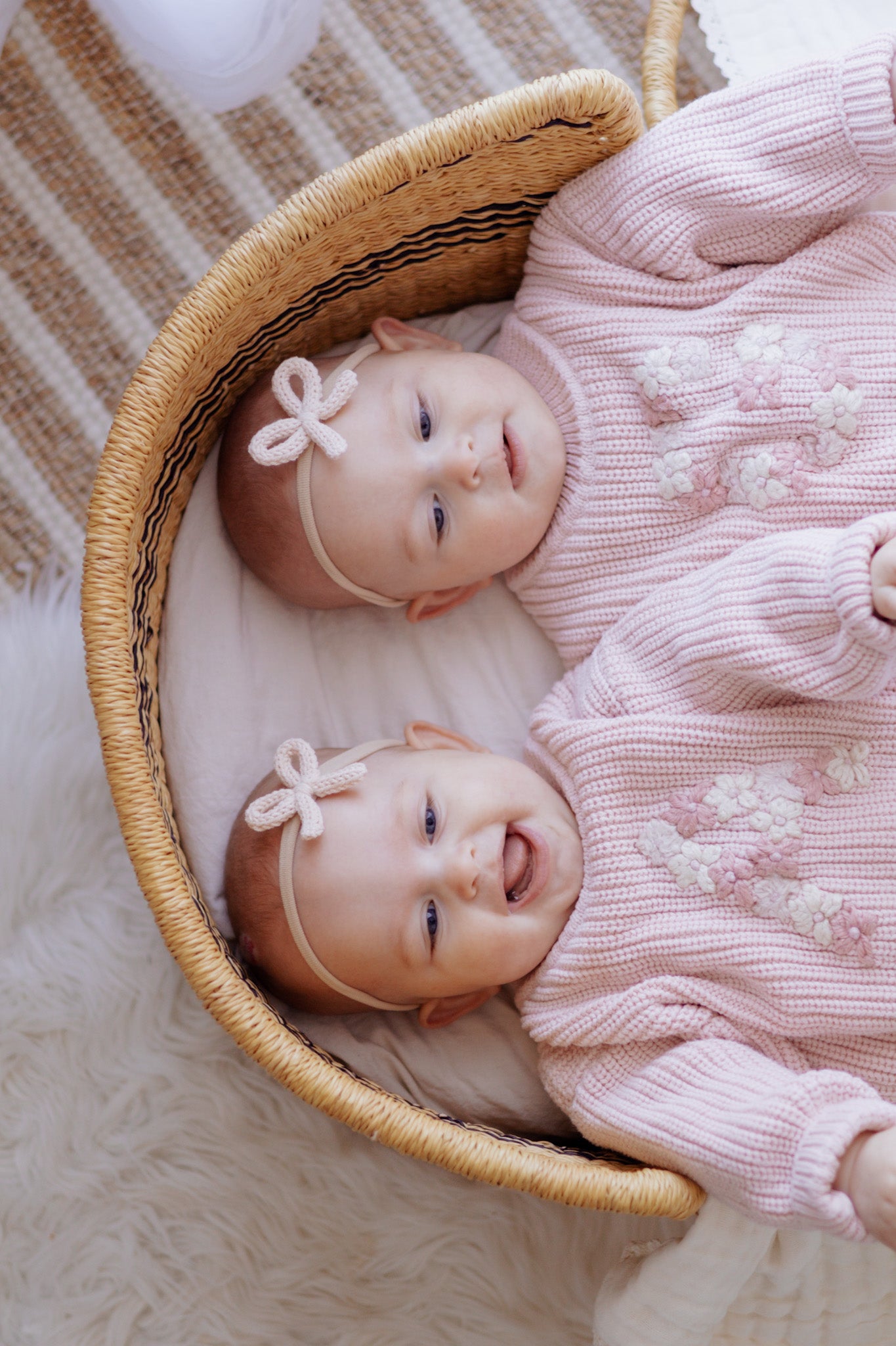 Dainty Knit Bow | Almond Cream (Clip or Headband)