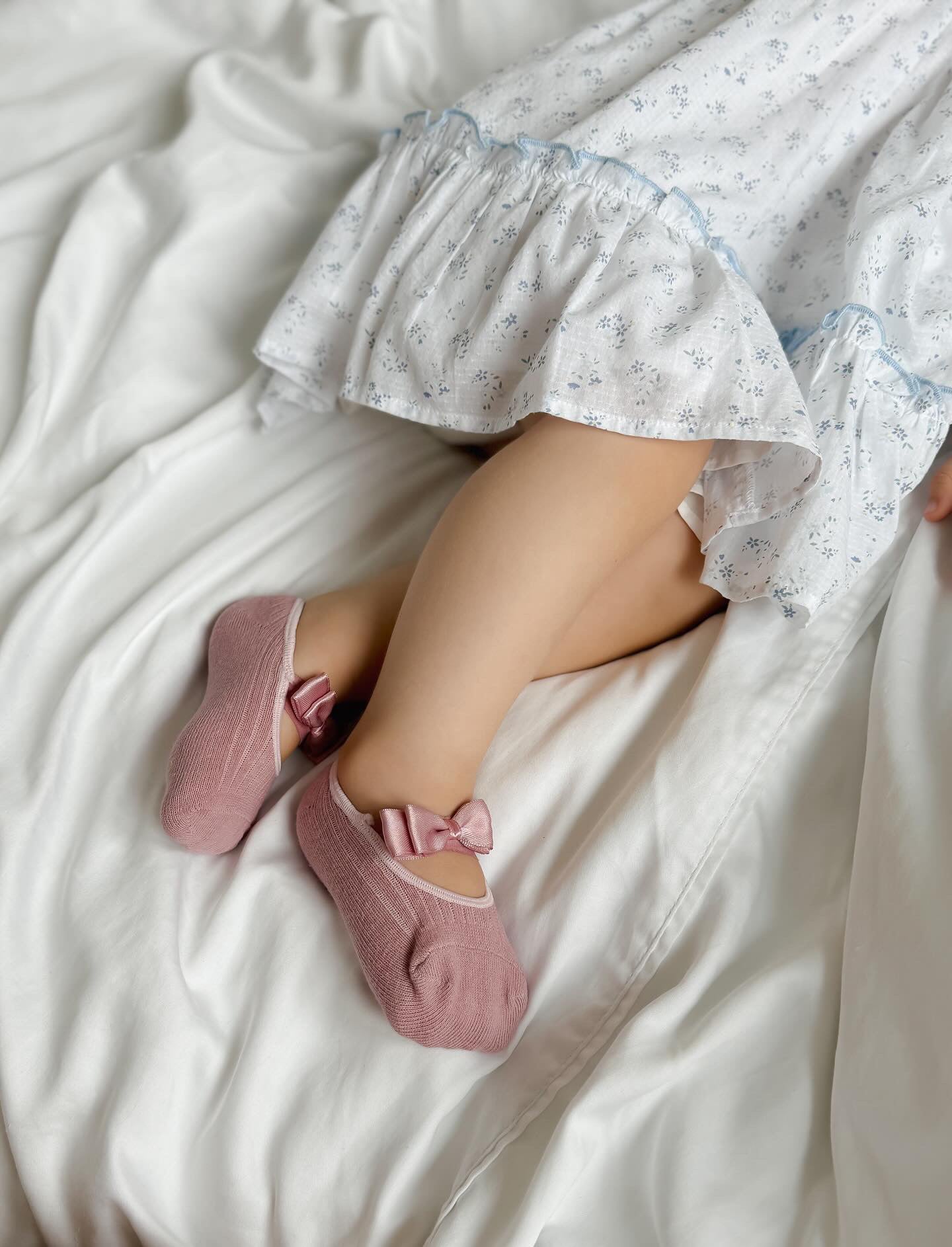 Satin Bow Socks | Dusty Pink