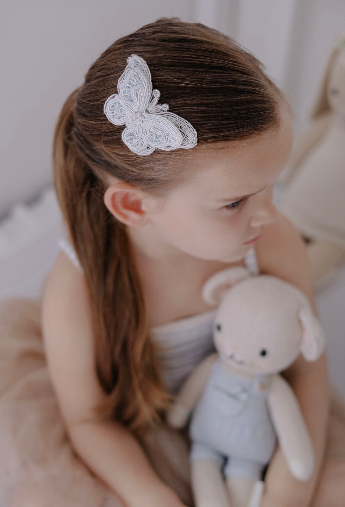 Clip | Lace Pearl Butterfly - Blue