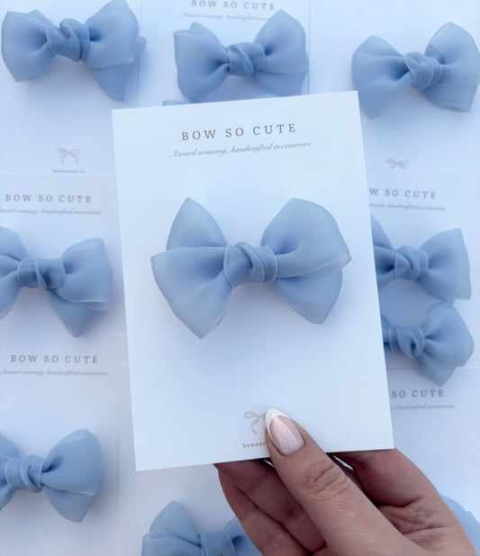 Bow | Marshmallow Chiffon - Misty Blue