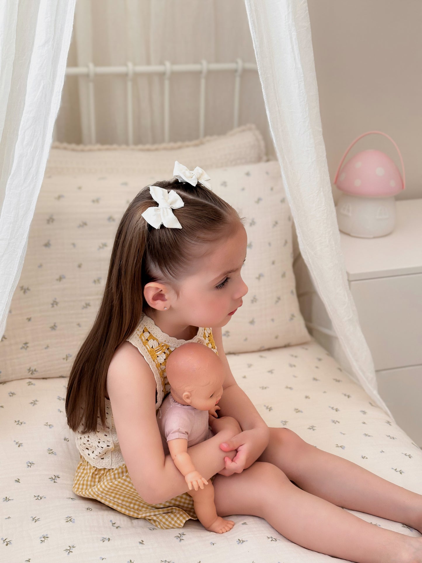 Petite Pinwheel Pigtail Bows | Buttercream