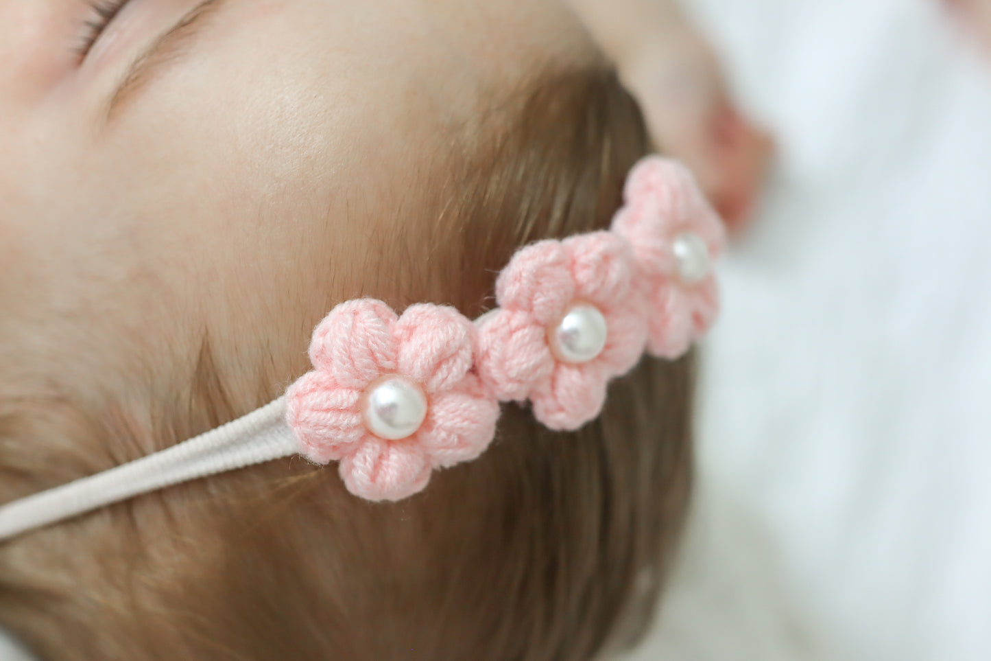 Dainty Headband | Pearly Pink Flowers