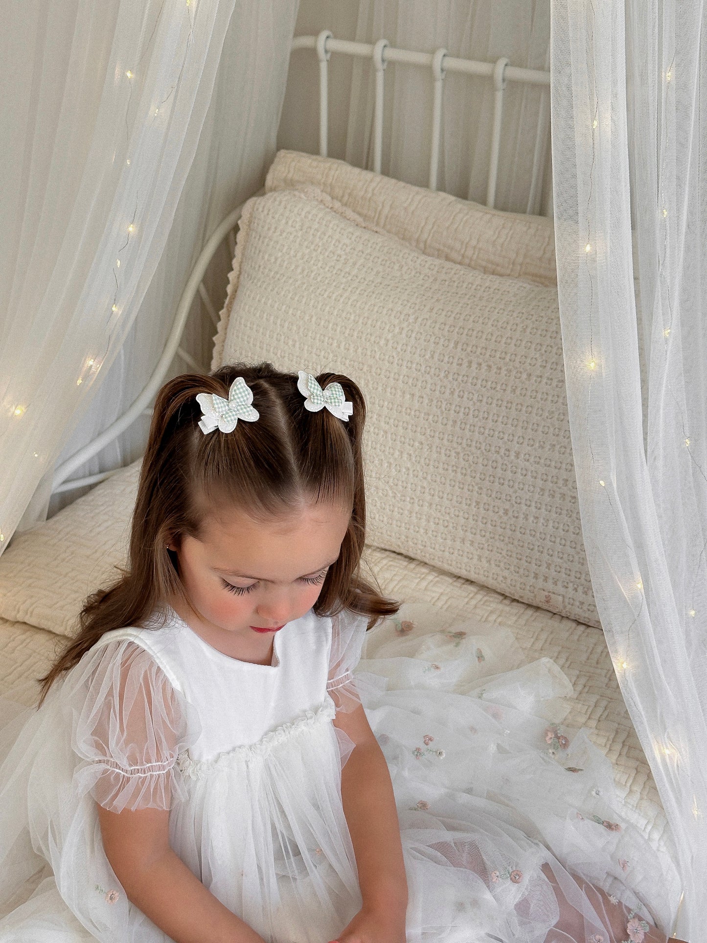 Pigtail Butterfly Clips | Peppermint Sparkle