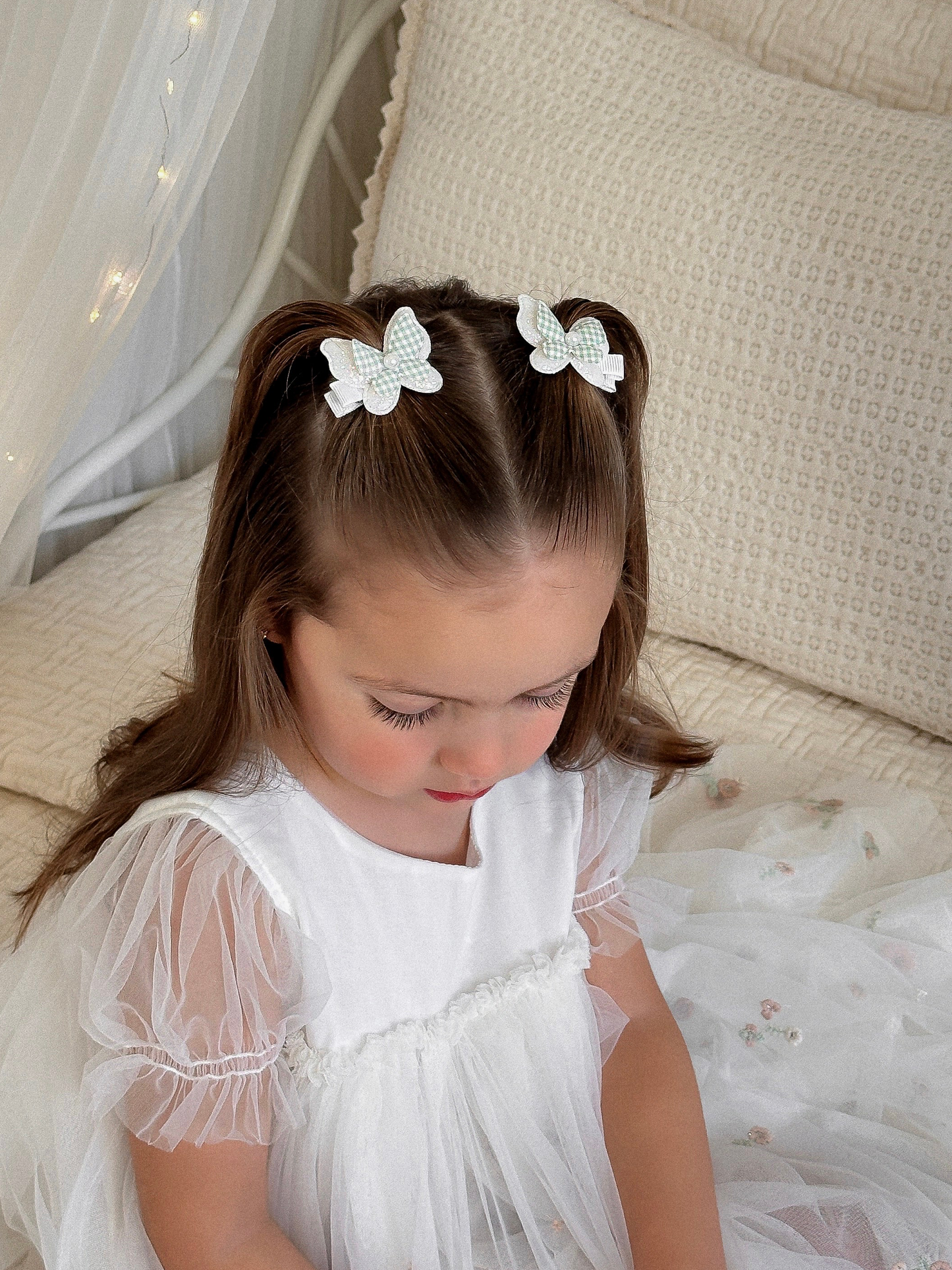 Pigtail Butterfly Clips | Peppermint Sparkle