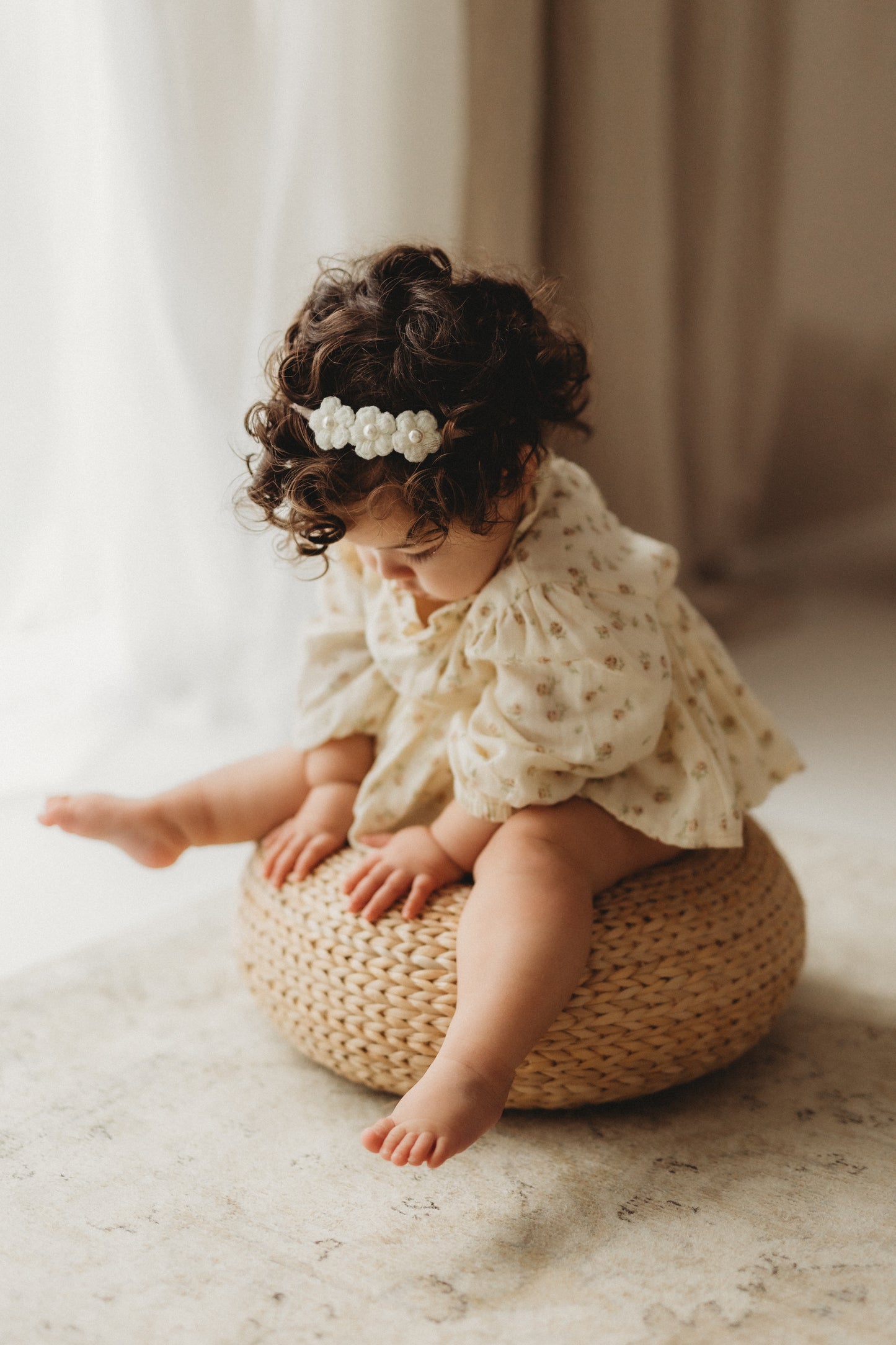 Dainty Headband | Ivory Pearly Flowers
