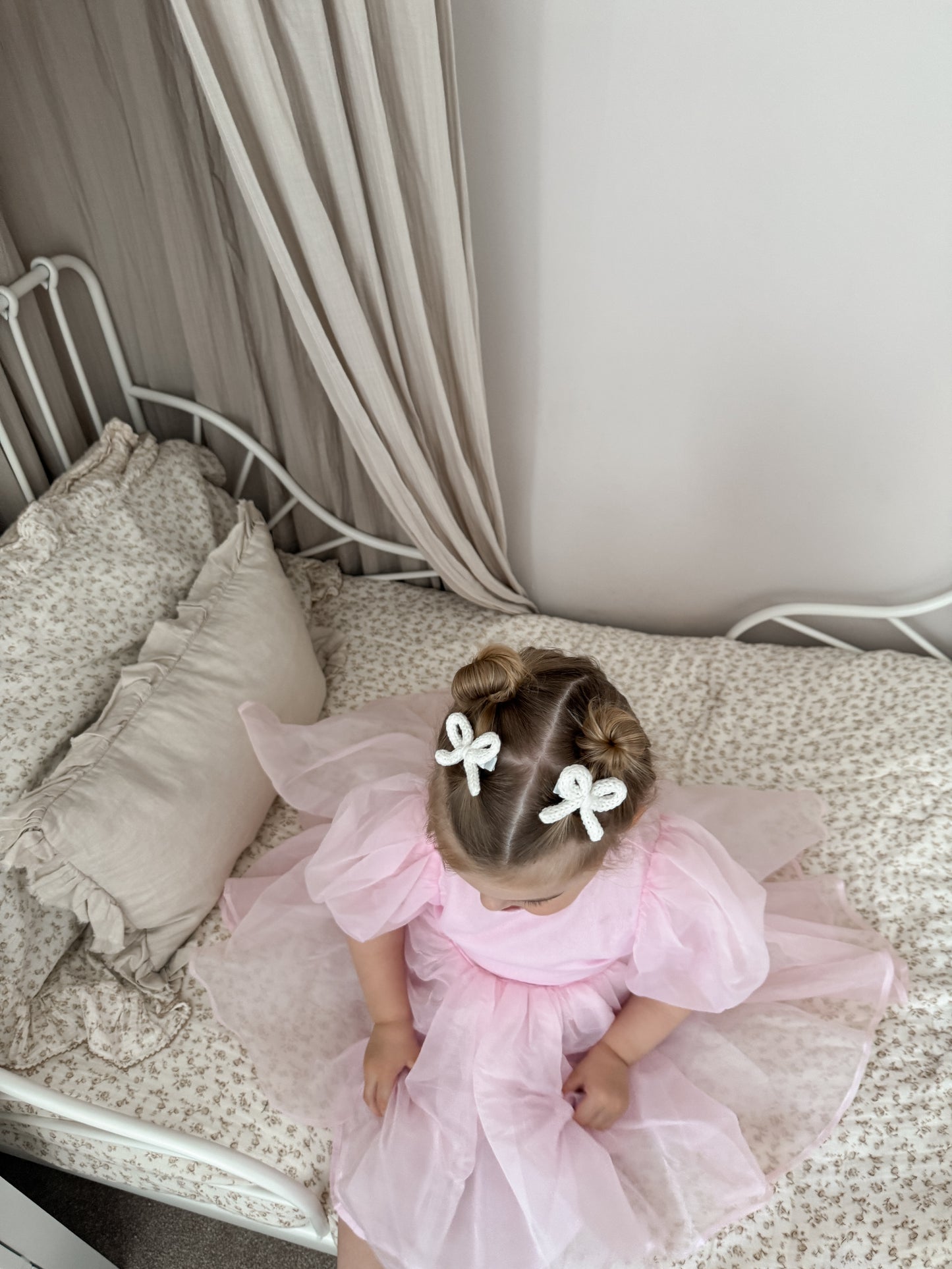 Dainty Knit Pigtail Bows | Whipped Cream