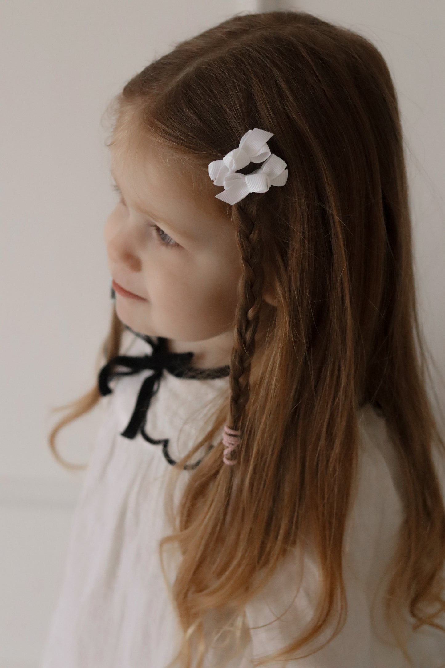 Mini Bow Clips | White