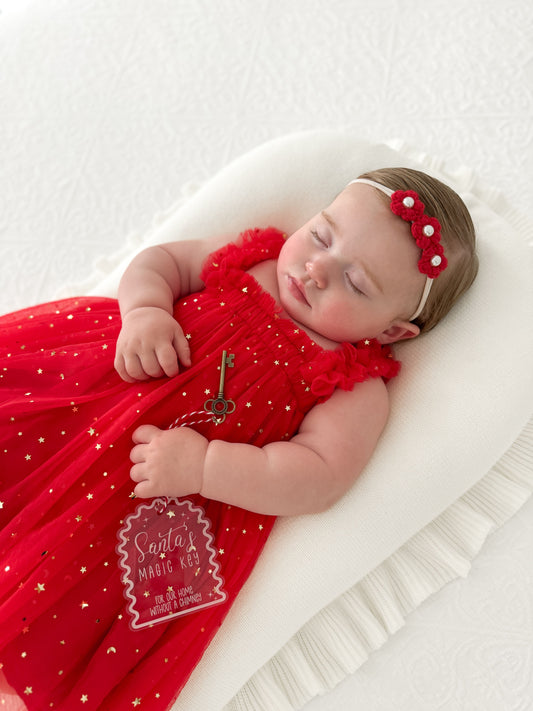 Dainty Headband | Red Pearly Flowers