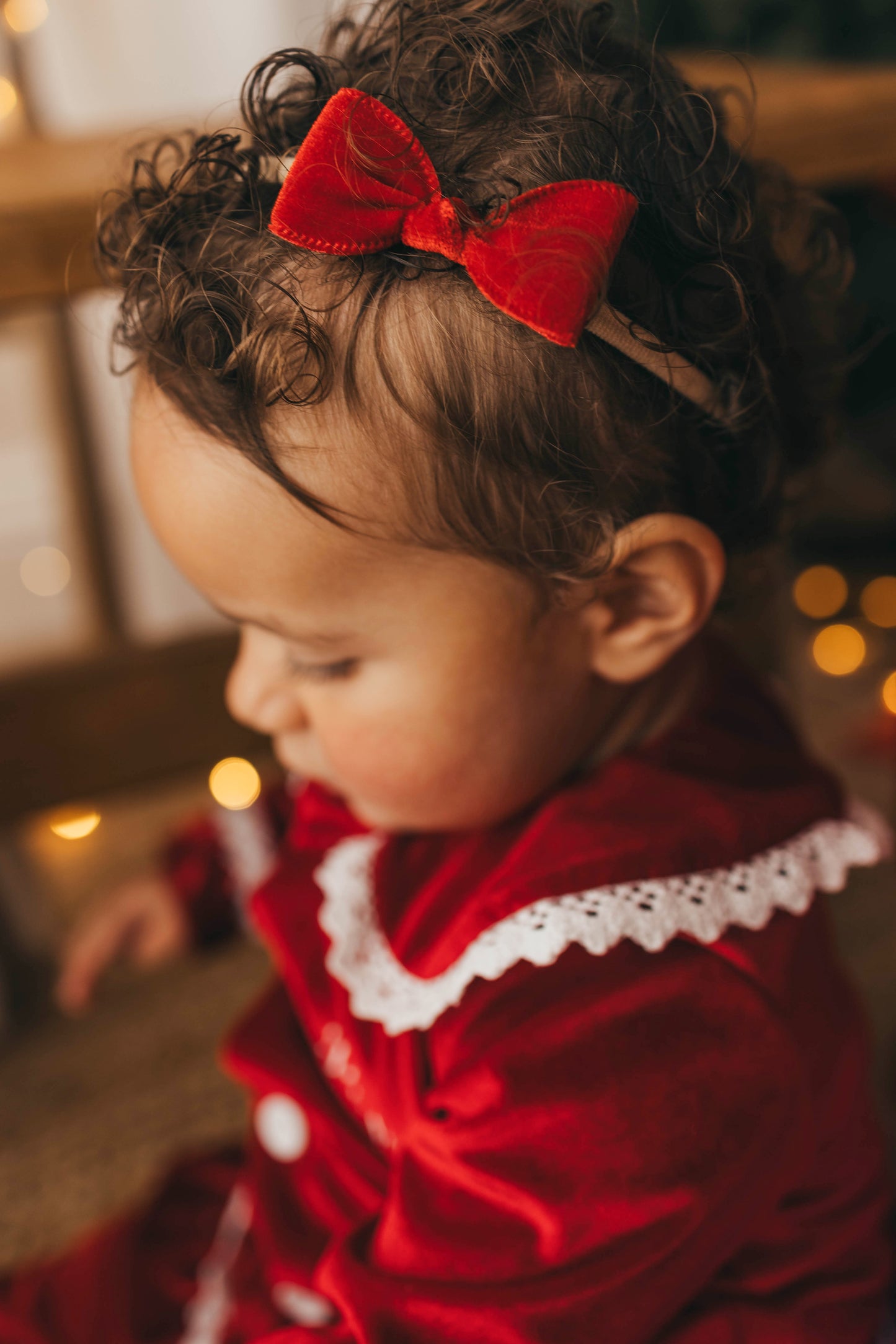 Knotted Bow | Santa Velvet (clip or headband)