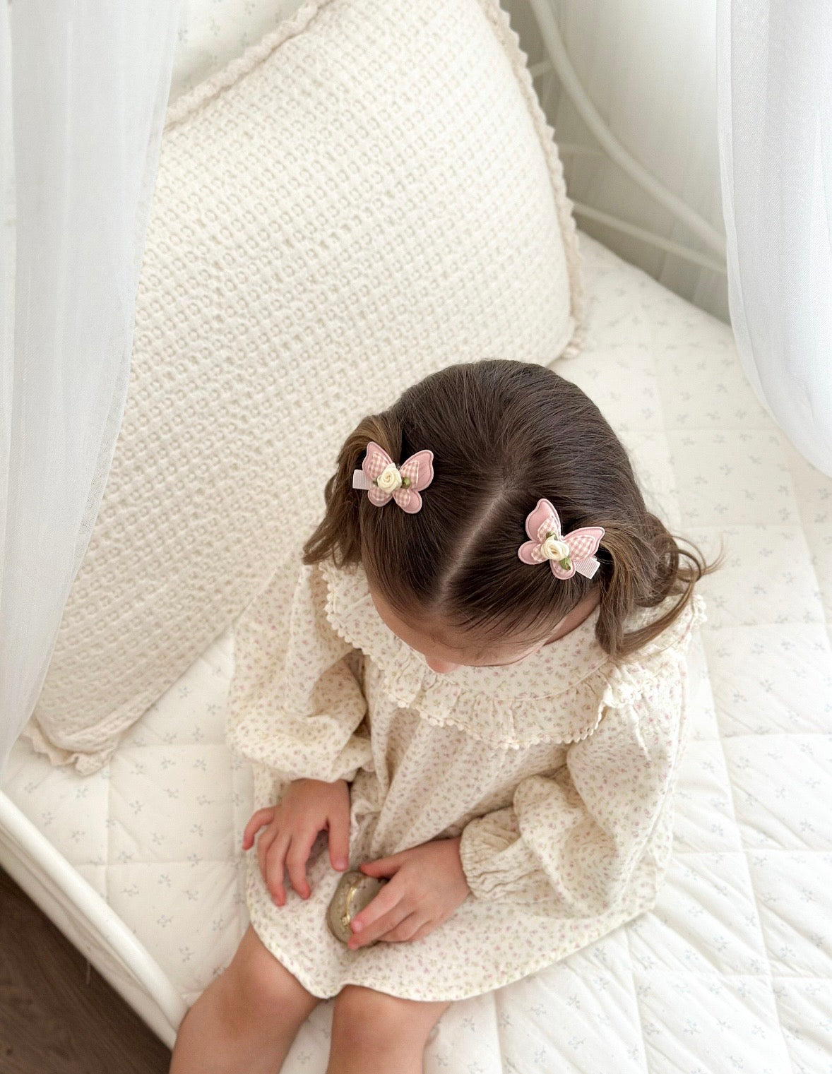 Pigtail Butterfly Clips | Rosebud