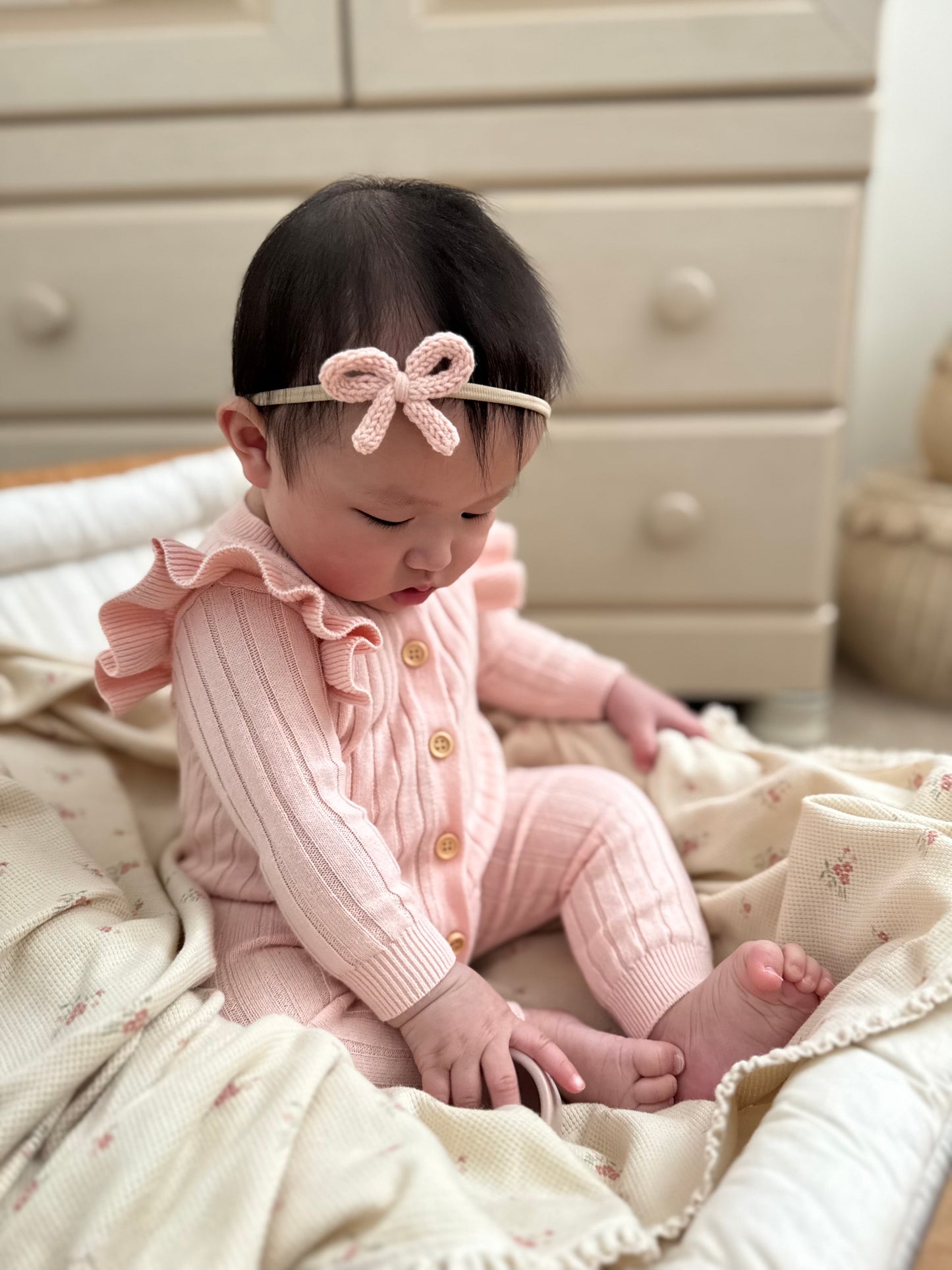 Dainty Knit Bow | Ballet Pink