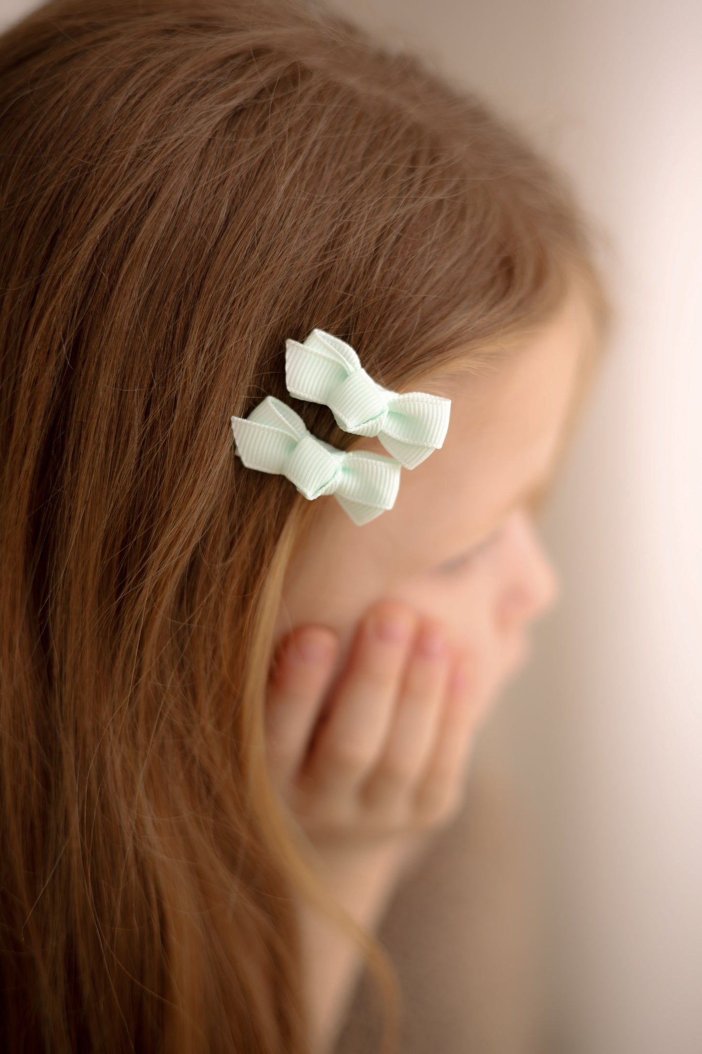 Mini Bow Clips | Soft Mint