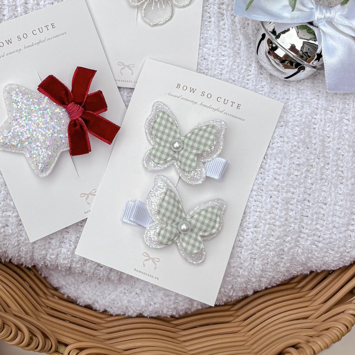 Pigtail Butterfly Clips | Peppermint Sparkle