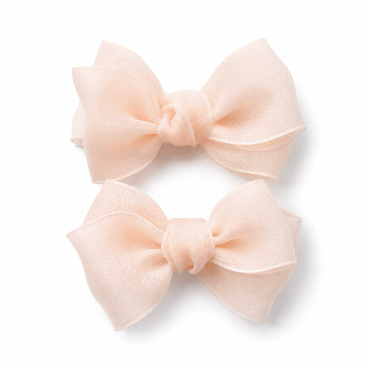 Pigtail Bows | Marshmallow Chiffon - Soft Peach