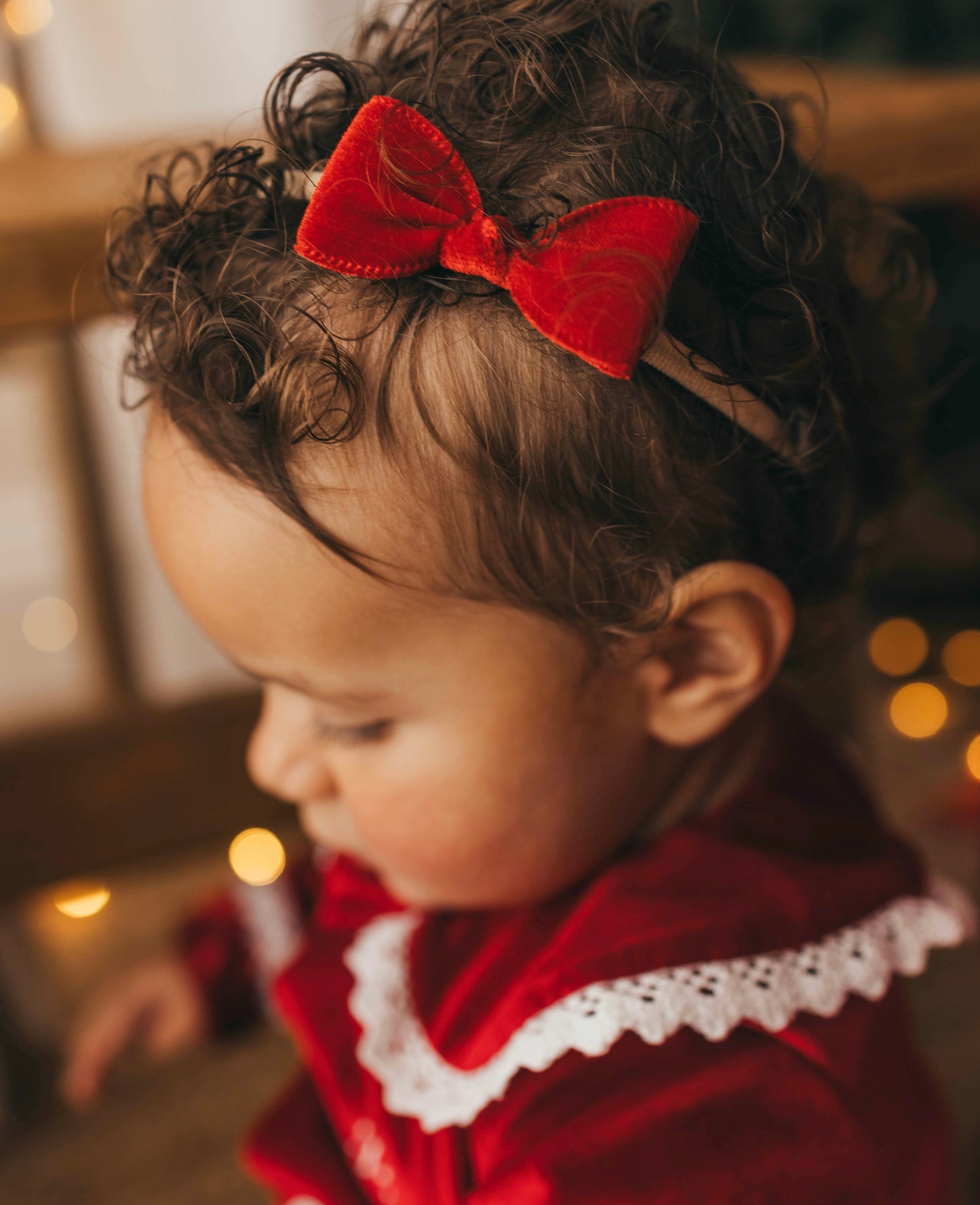 Knotted Bow | Santa Velvet (clip or headband)
