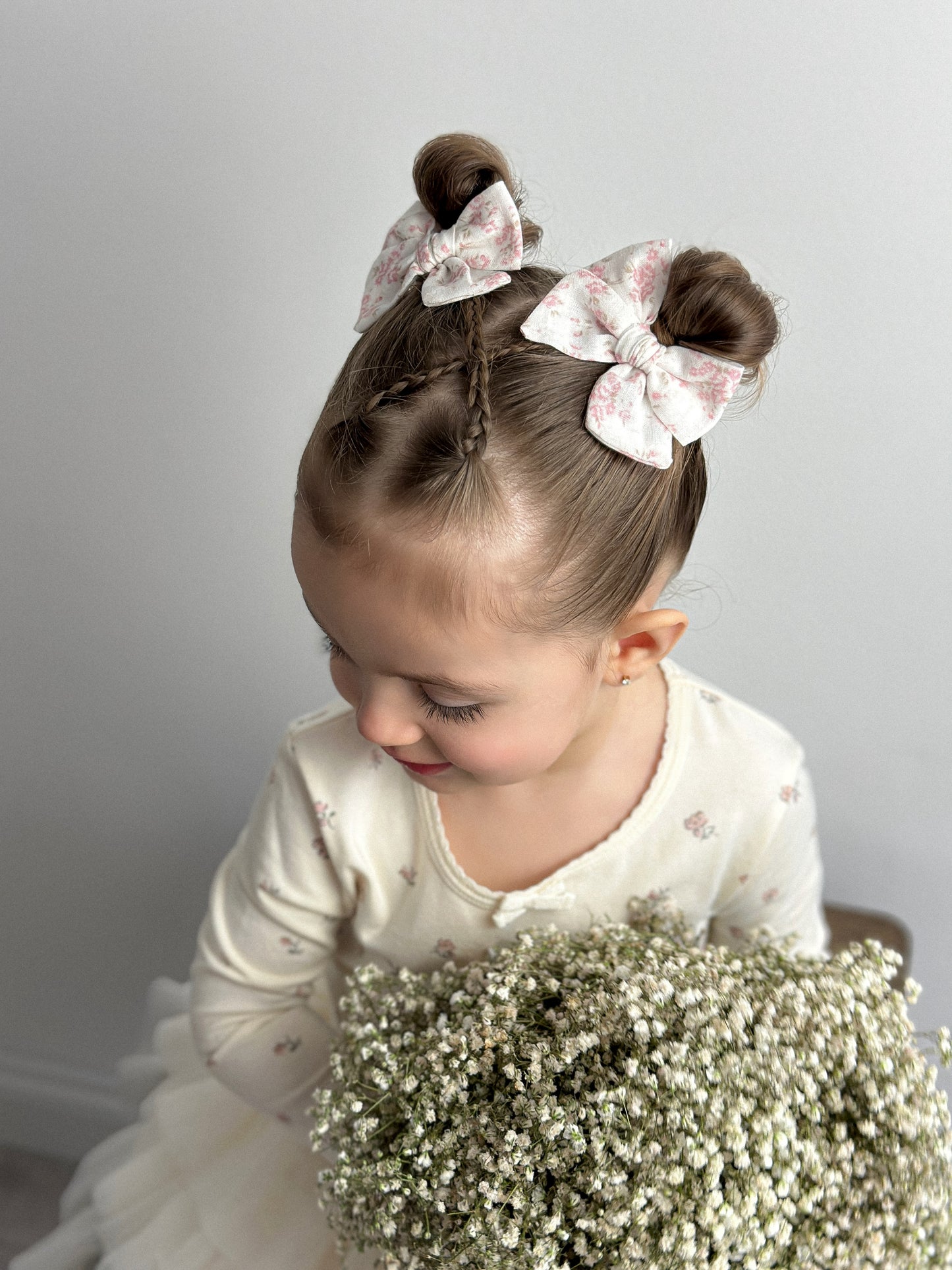 Petite Pinwheel Pigtail Bows | Blushing Bouquet