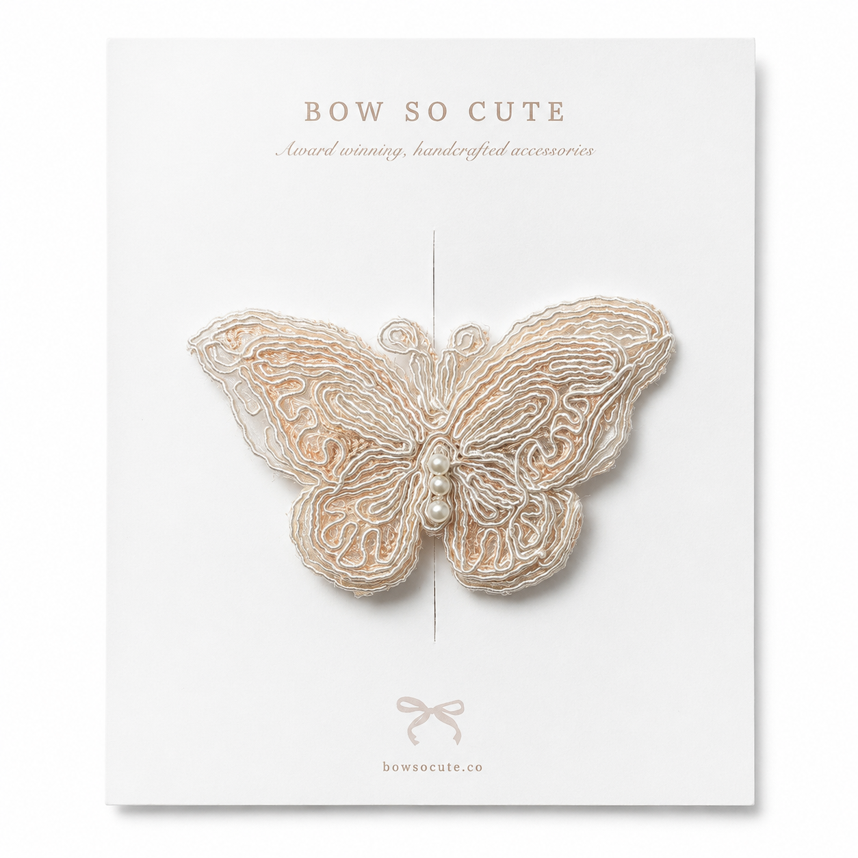 Clip | Lace Pearl Butterfly - Peach
