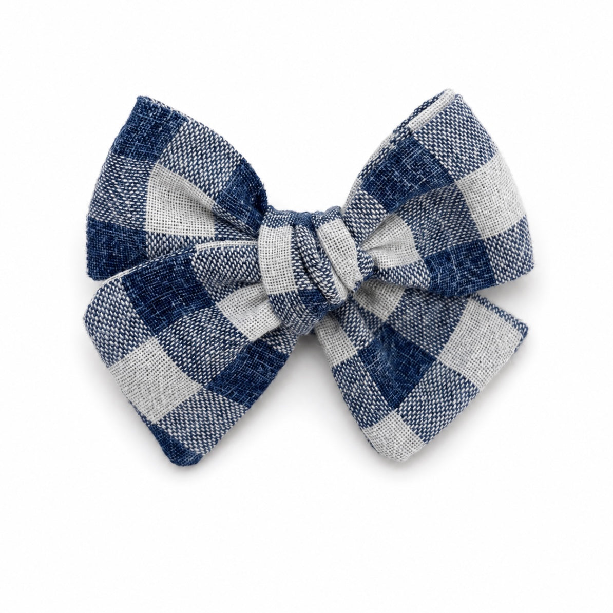Petite Pinwheel Bow | Denim Gingham