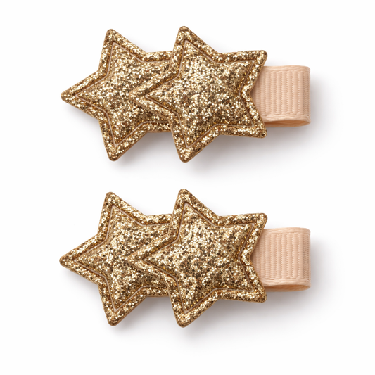 Star Clip Set | Gold Glitter