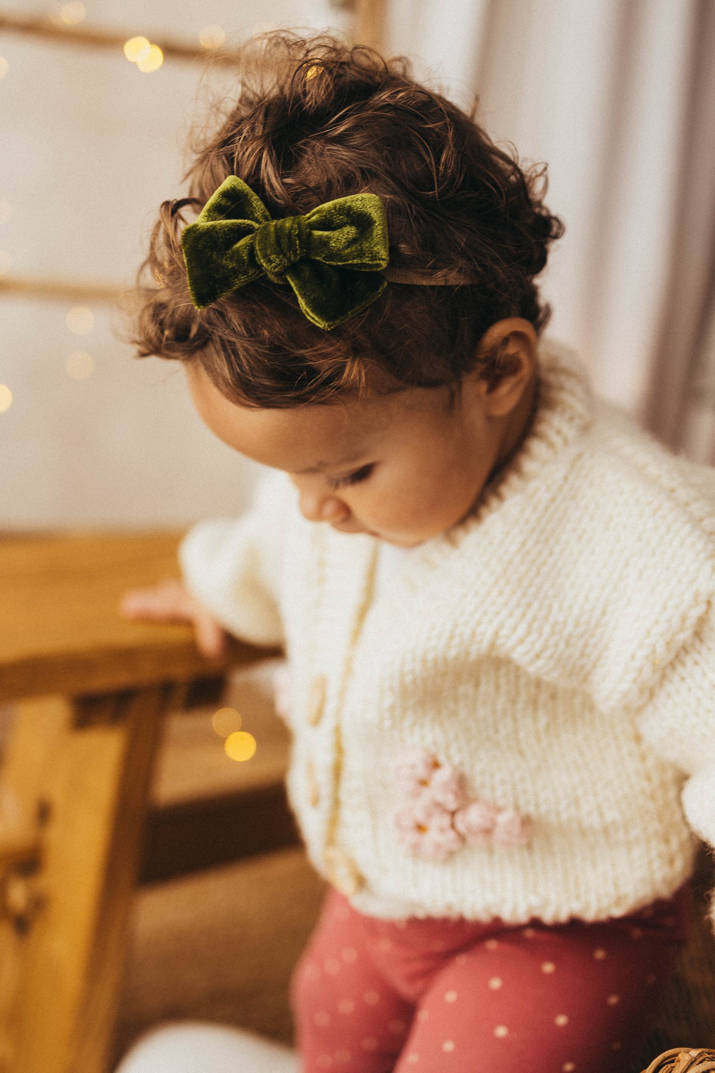 Classic Bow | Mistletoe Green Velvet (clip or headband)