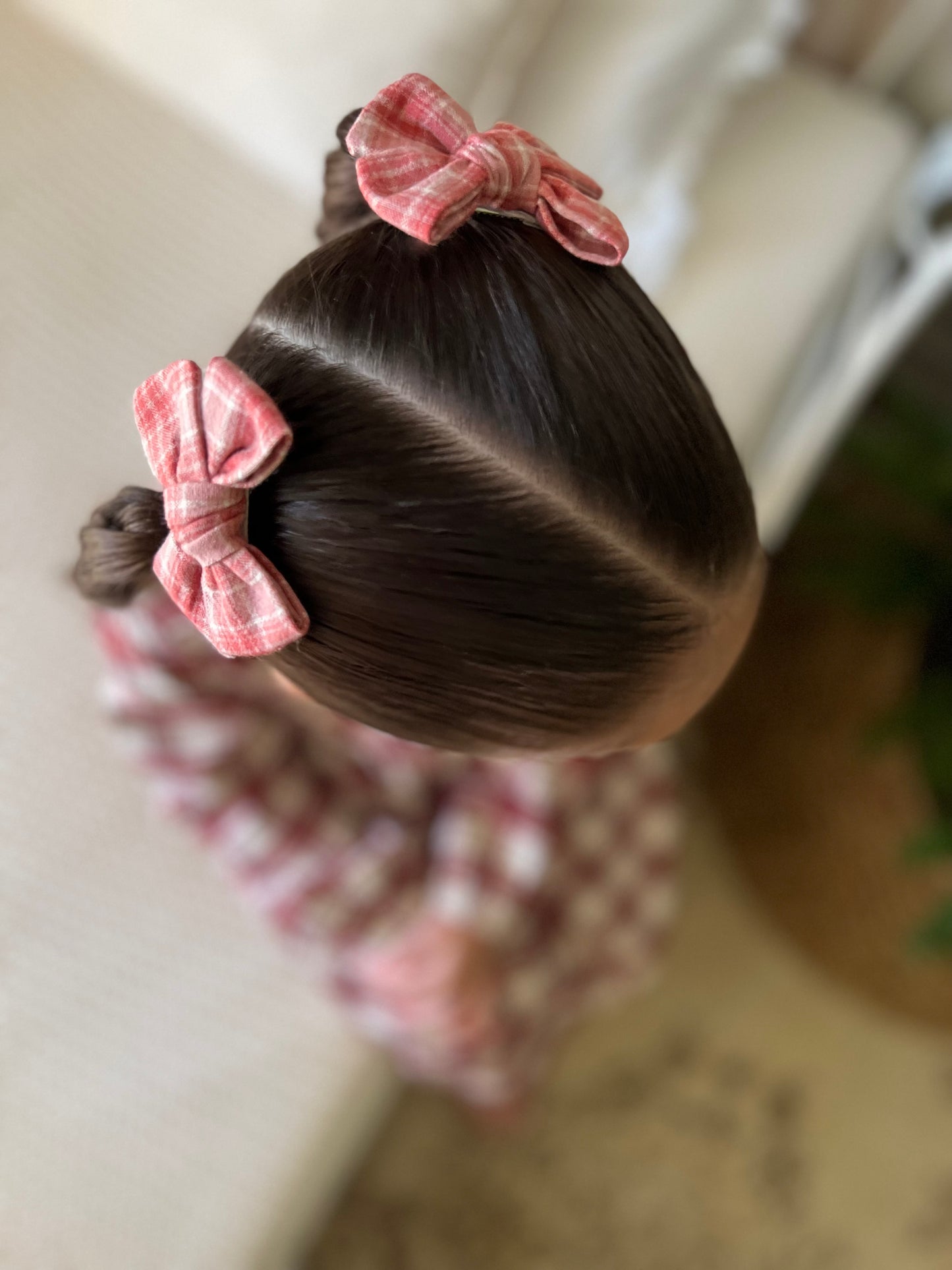 Petite Pinwheel Pigtail Bows | Festive Plaid