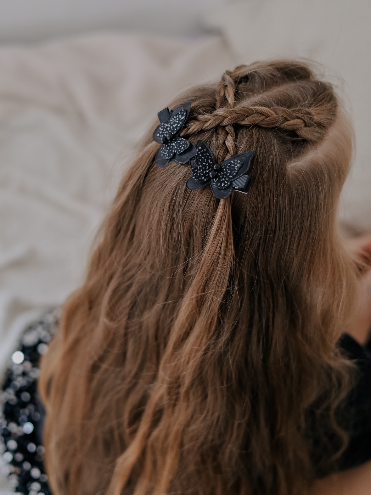 Pigtail Glimmer Butterfly Clips | Midnight Black