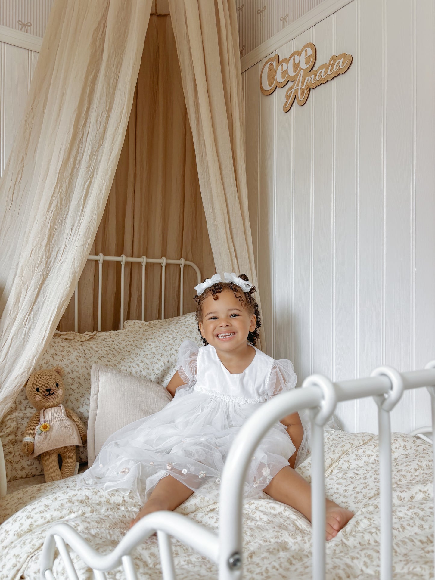 Pigtail Bows | Marshmallow Chiffon - White