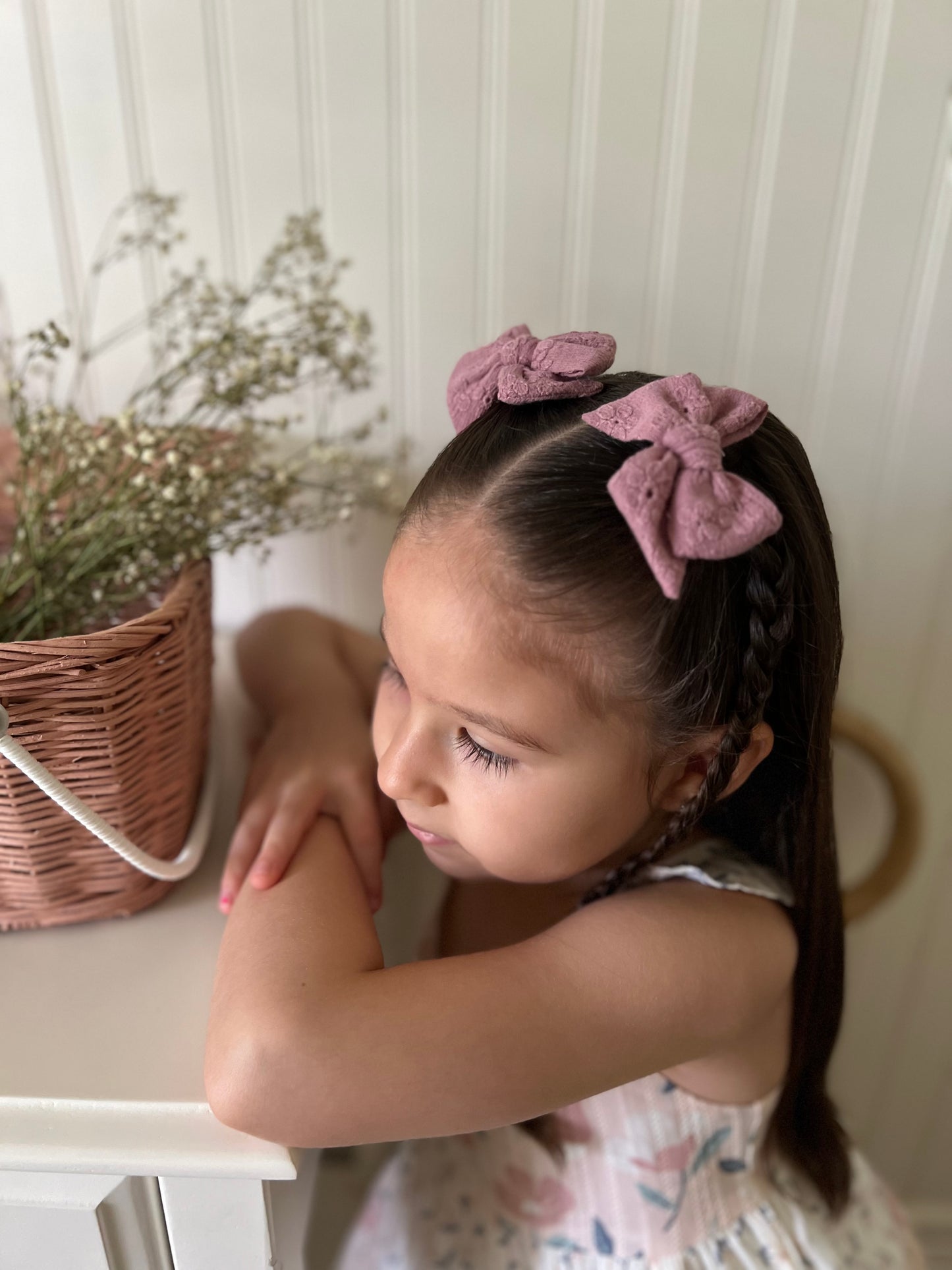 Pinwheel Pigtail Bows | Plum Floral