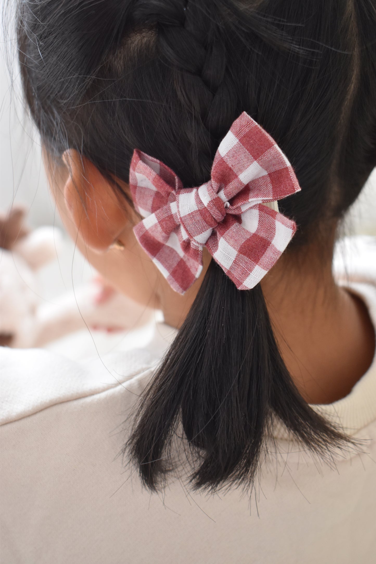 Petite Pinwheel Pigtail Bows | Festive Check