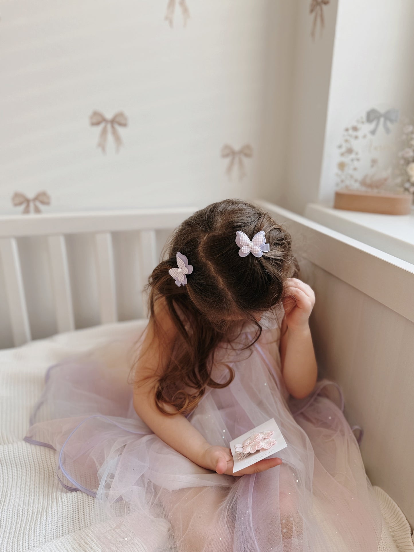 Pigtail Butterfly Clips | Lavender Pearl