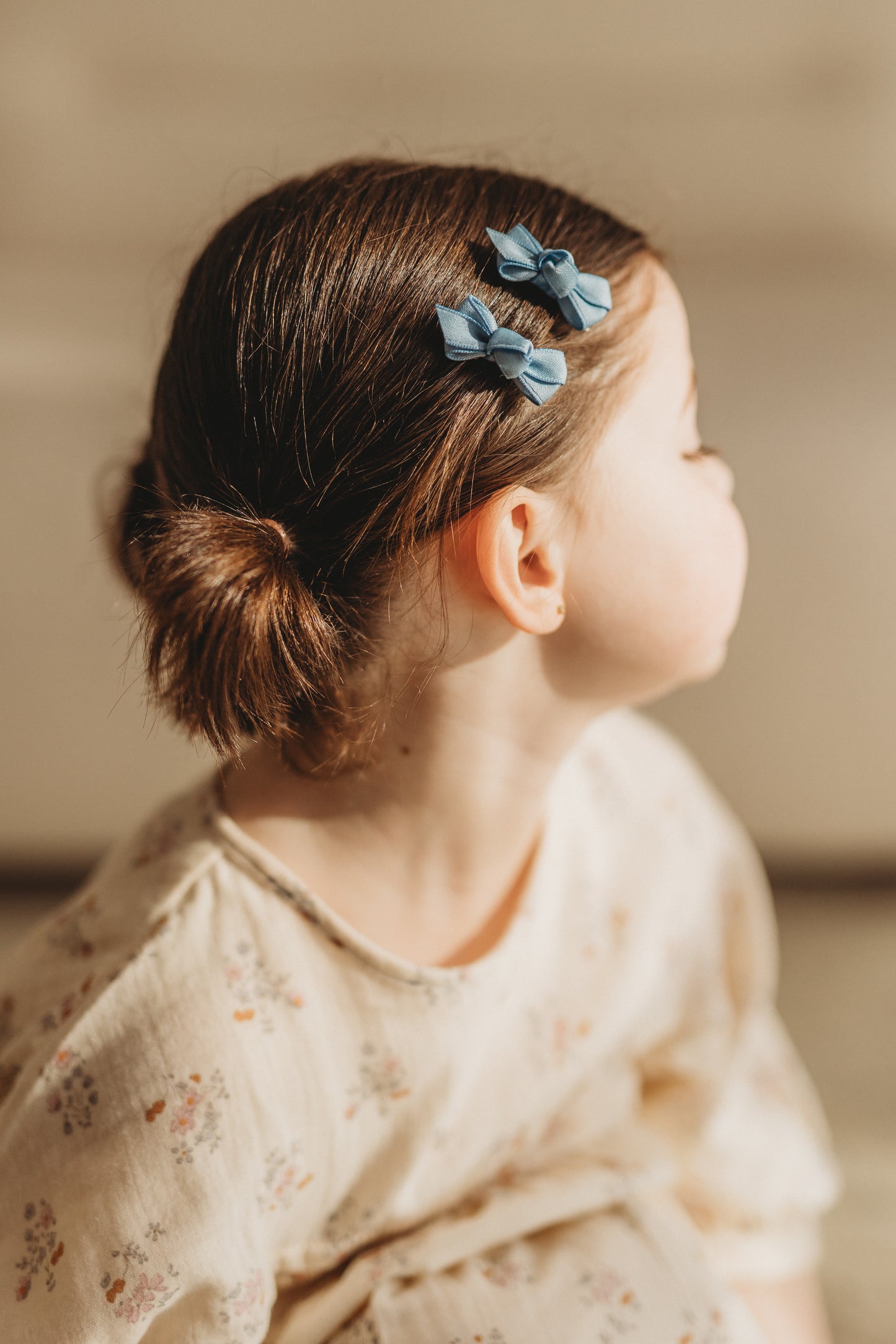 Mini Bow Clips | French Blue Satin