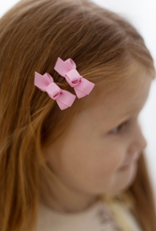 Mini Bow Clips | Love Pink