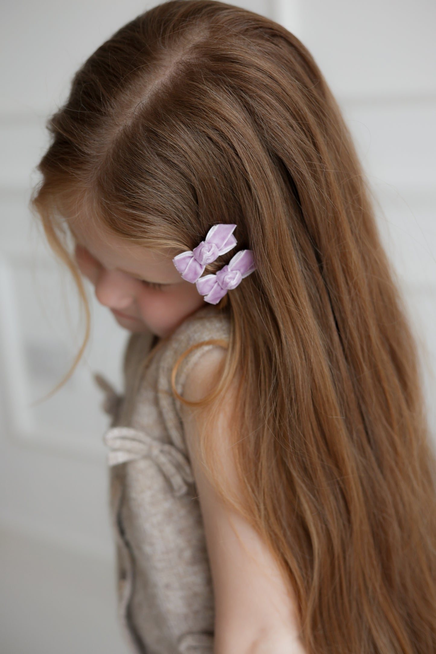 Mini Bow Clips | Wisteria Purple Velvet