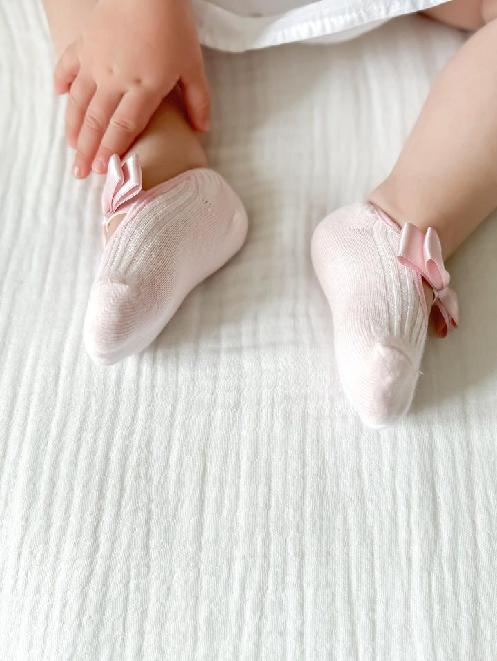 Satin Bow Socks | Petal Pink