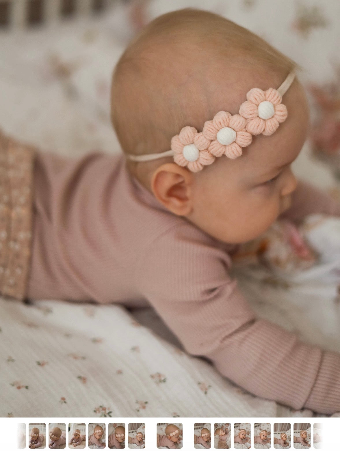 Dainty Headband | Petite Peachy Pink Daisies