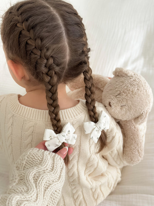 Classic Pigtail Bows | Forget-Me-Not Floral