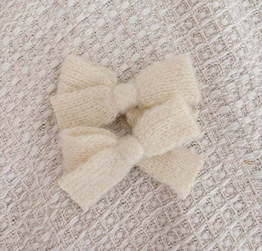 Fluffy Pigtail Bows | Cream