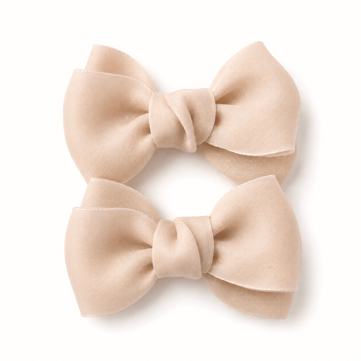 Marshmallow Chiffon Pigtail Bows | Latte