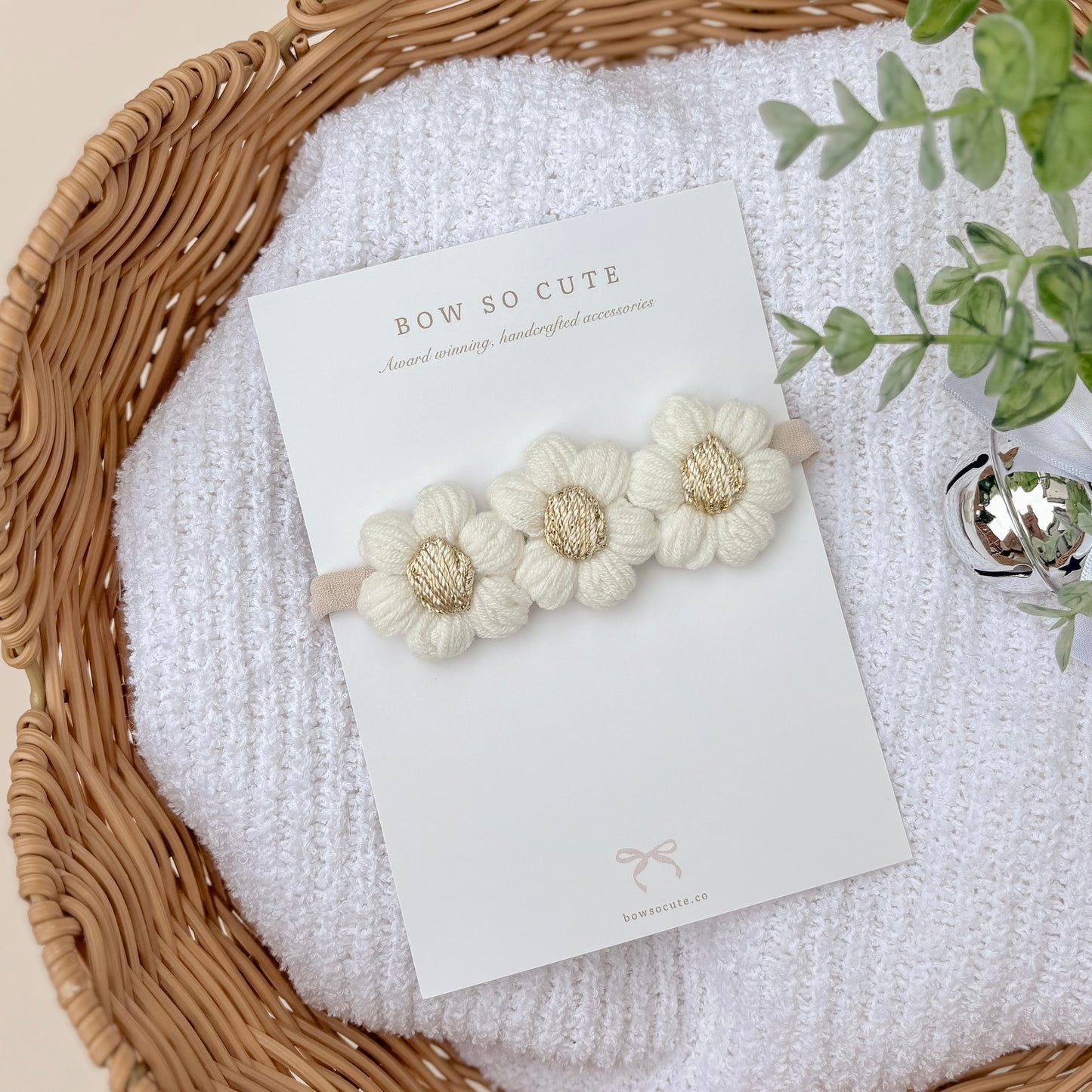 Dainty Headband | Ivory & Gold Daisies