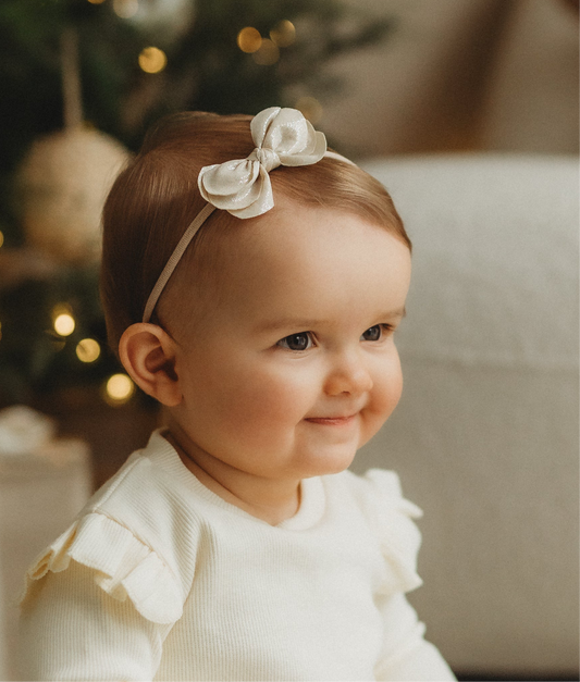 Flutter Bow | Soft Gold Shimmer (clip or headband)