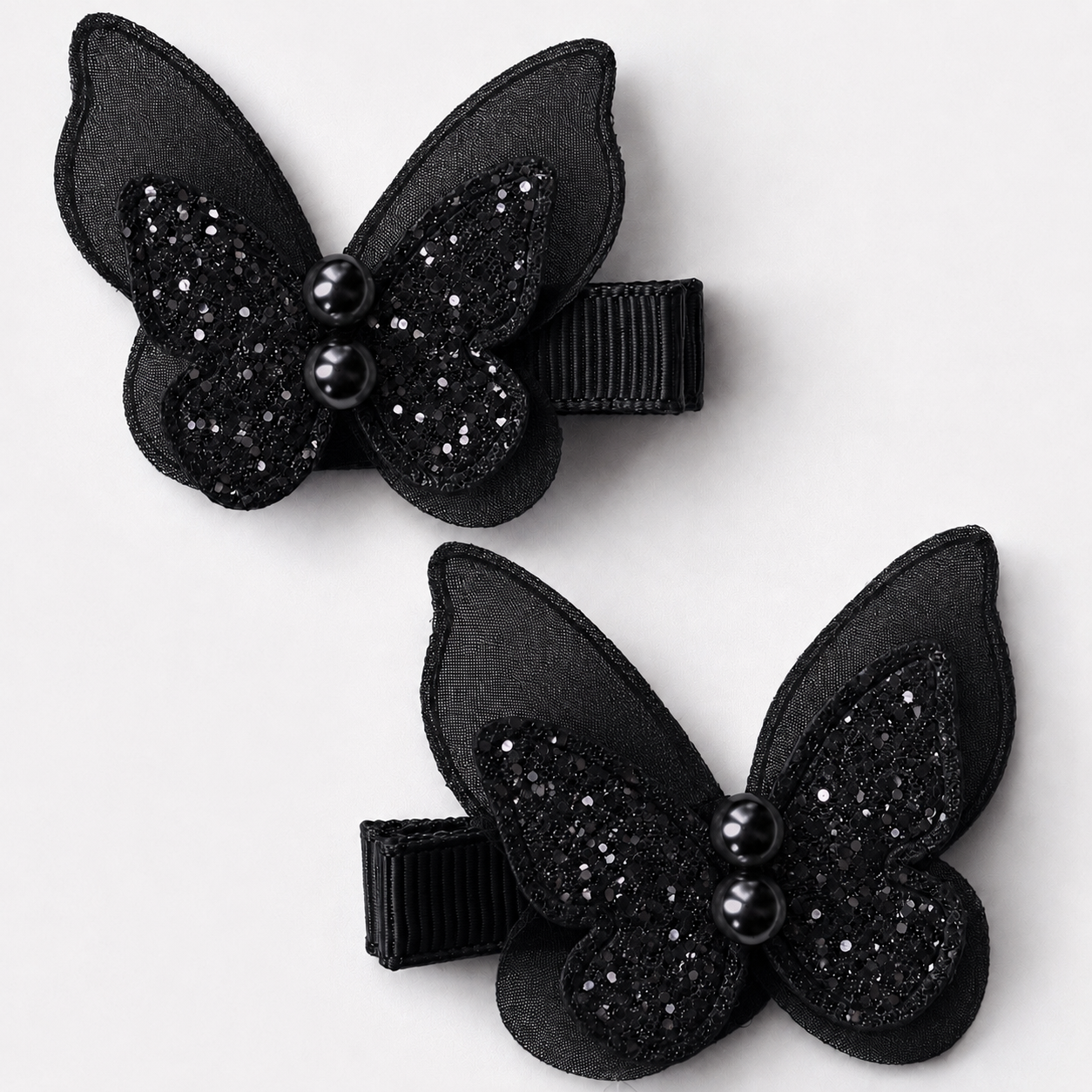 Pigtail Glimmer Butterfly Clips | Midnight Black