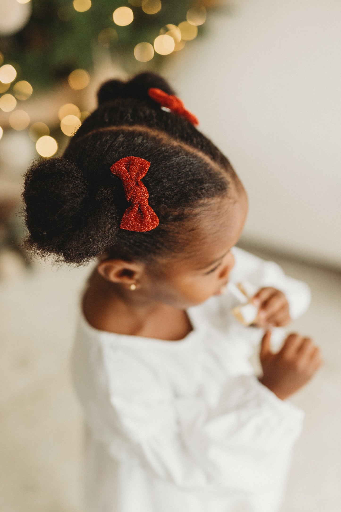 Knot Pigtail Bows | Ruby Sparkle