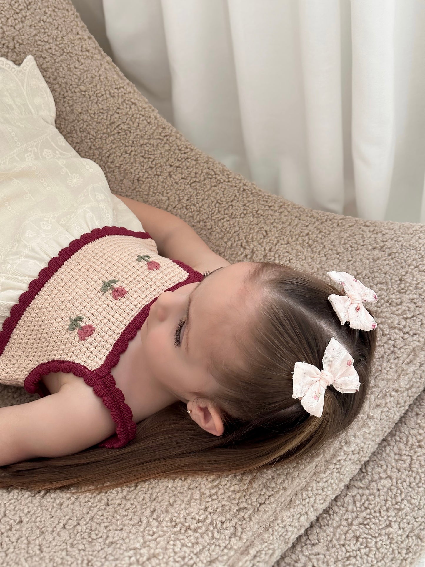 Pinwheel Pigtail Bows | Romantic Rose