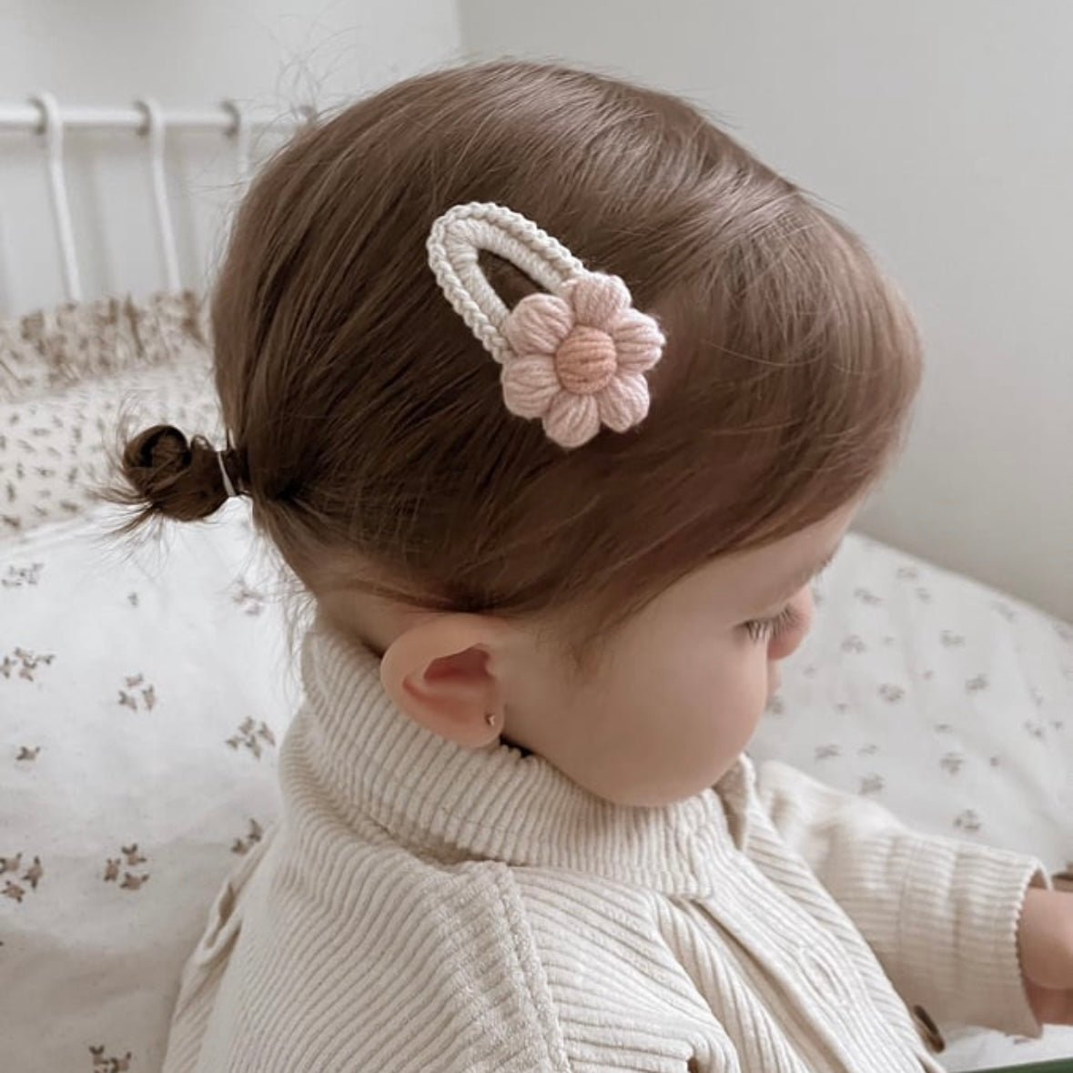 Daisy Puff Clip | Rose Beige