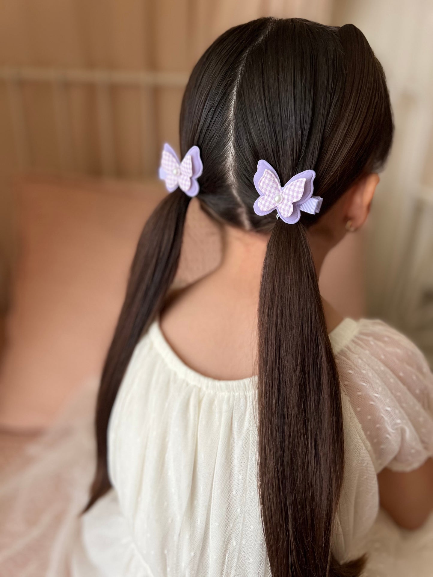Pigtail Butterfly Clips | Lavender Pearl